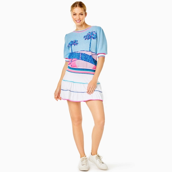 Lilly Pulitzer Vivie Sweater, Ravello Blue Perfect Match Intarsia, Small, NWT - Picture 5 of 15